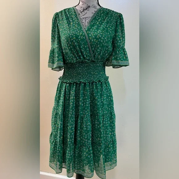 green emerald velvet dress Baltic Born Womens Audrey Deep V Maxi Dress | Green Floral main image 1
